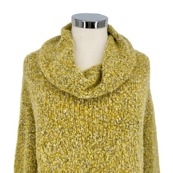 Free People BFF Sweater Cowl Neck Textured Oversized Quince Yellow Green Size XS - Picture 2 of 13